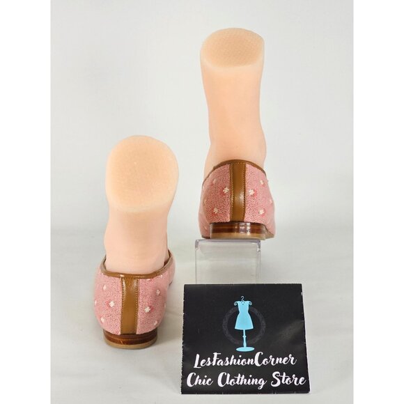 Zalo Women's Pink Flower Print Slip-On Loafers With Brown Leather Trim Sz 8 191 - Picture 6 of 14